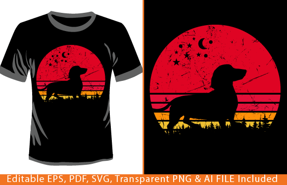 Dachshund Retro T-Shirt Design Graphics