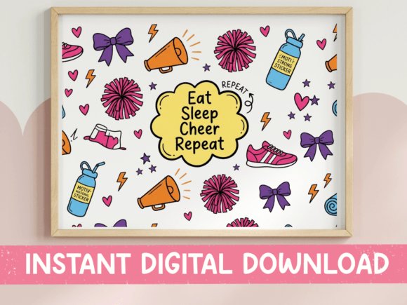 Eat Sleep Cheer Repeat Pattern Graphics & T-Shirt Designs