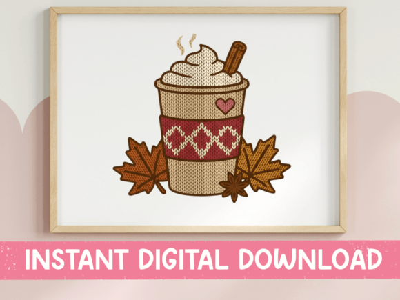 Fall Latte Knit Cup Cozy Autumn Graphics Review