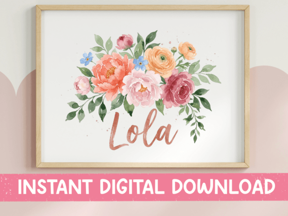 Lola Watercolor Floral Name Design Graphics Review