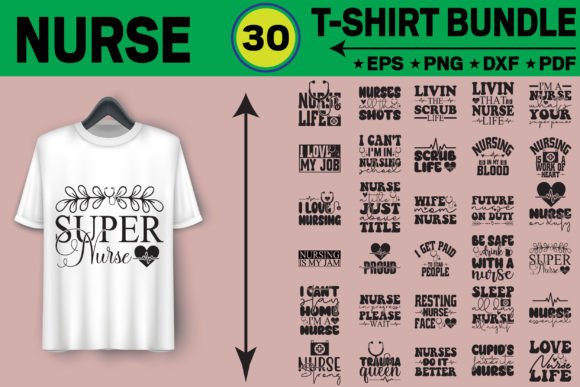 Nurse T-Shirt Design Bundle: Graphics & Designs