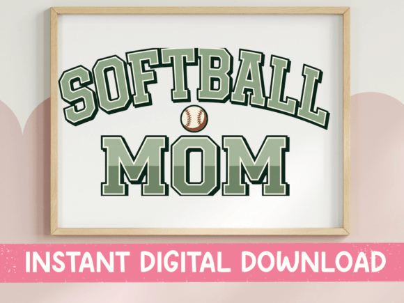 Softball Mom Collegiate Varsity Design Graphics