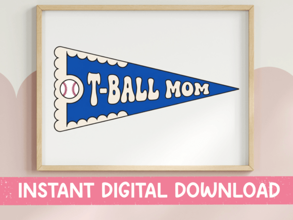 T-Ball Mom SVG Pennant Graphics for T-Shirt Designs