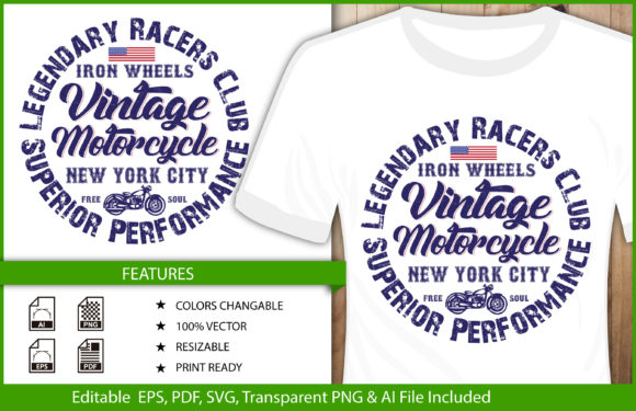 T-shirt Design Vintage Motorcycle NYC Graphics